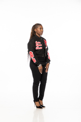 Delta Sigma Theta Black Graffiti Wool Crop Jacket