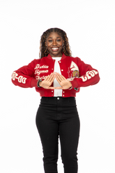 Crimson Graffiti Delta Sigma Theta Wool Crop Jacket