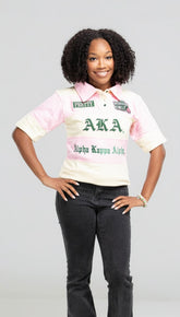 Alpha Kappa Alpha Pink and Cream Rugby Polo