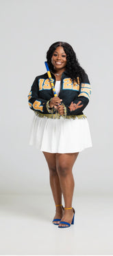 Sigma Gamma Rho Black 1922 Tapestry Cropped Jacket
