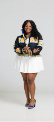 Sigma Gamma Rho Black 1922 Tapestry Cropped Jacket