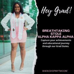 Alpha Kappa Alpha Custom Predesigned Graduation Stole w/ Garment Care Bag