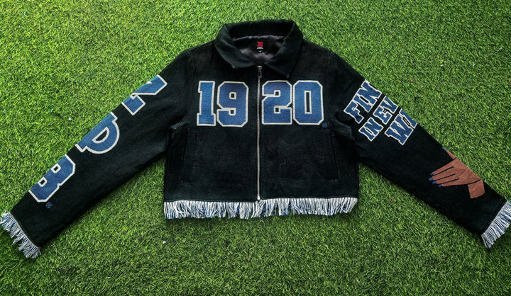 Black Zeta Phi Beta 1920 Tapestry Cropped Jacket