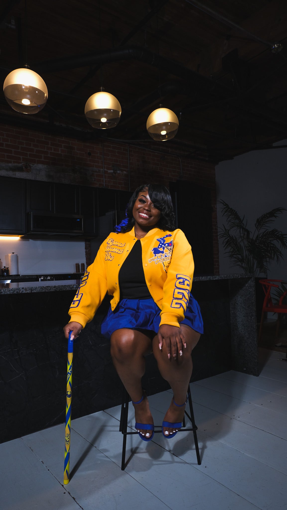 Sigma Gamma Rho Yellow Gold Graffiti Wool Crop Jacket