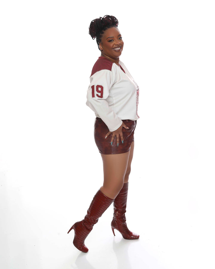 Crimson and Cream Delta Sigma Theta Embroidery Hockey Jersey (4XL ONLY)-Final Sale