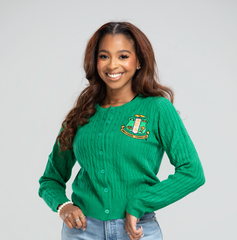 Alpha Kappa Alpha Button Up Cable Knit Cardigan