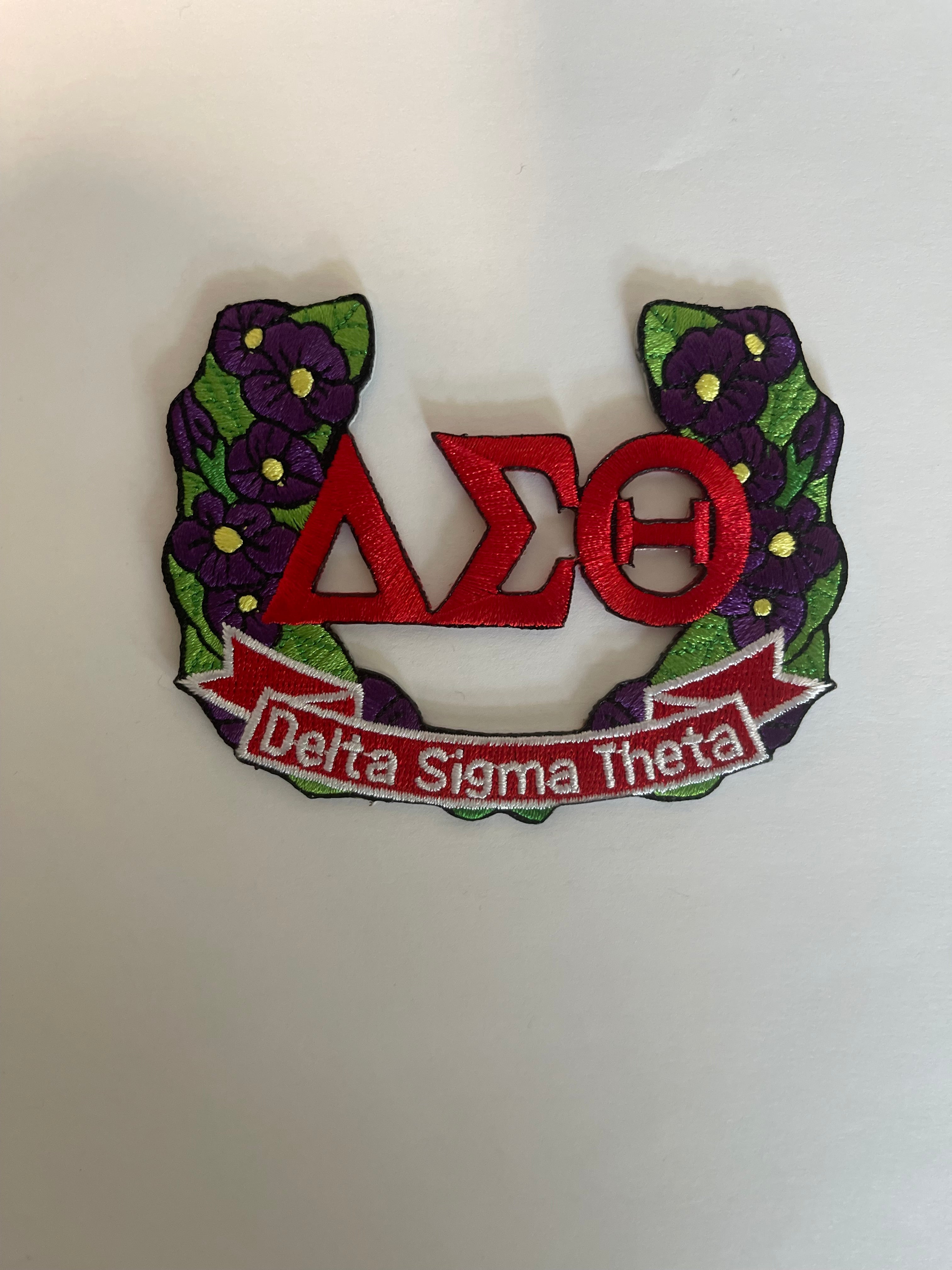 Delta Sigma Theta Greek Letters and African Violets Iron on Patch