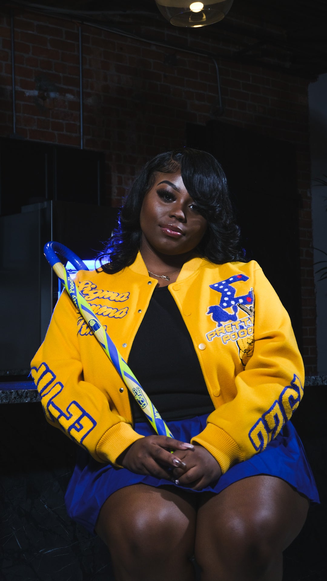 Yellow Gold Graffiti Sigma Gamma Rho Wool Crop Jacket