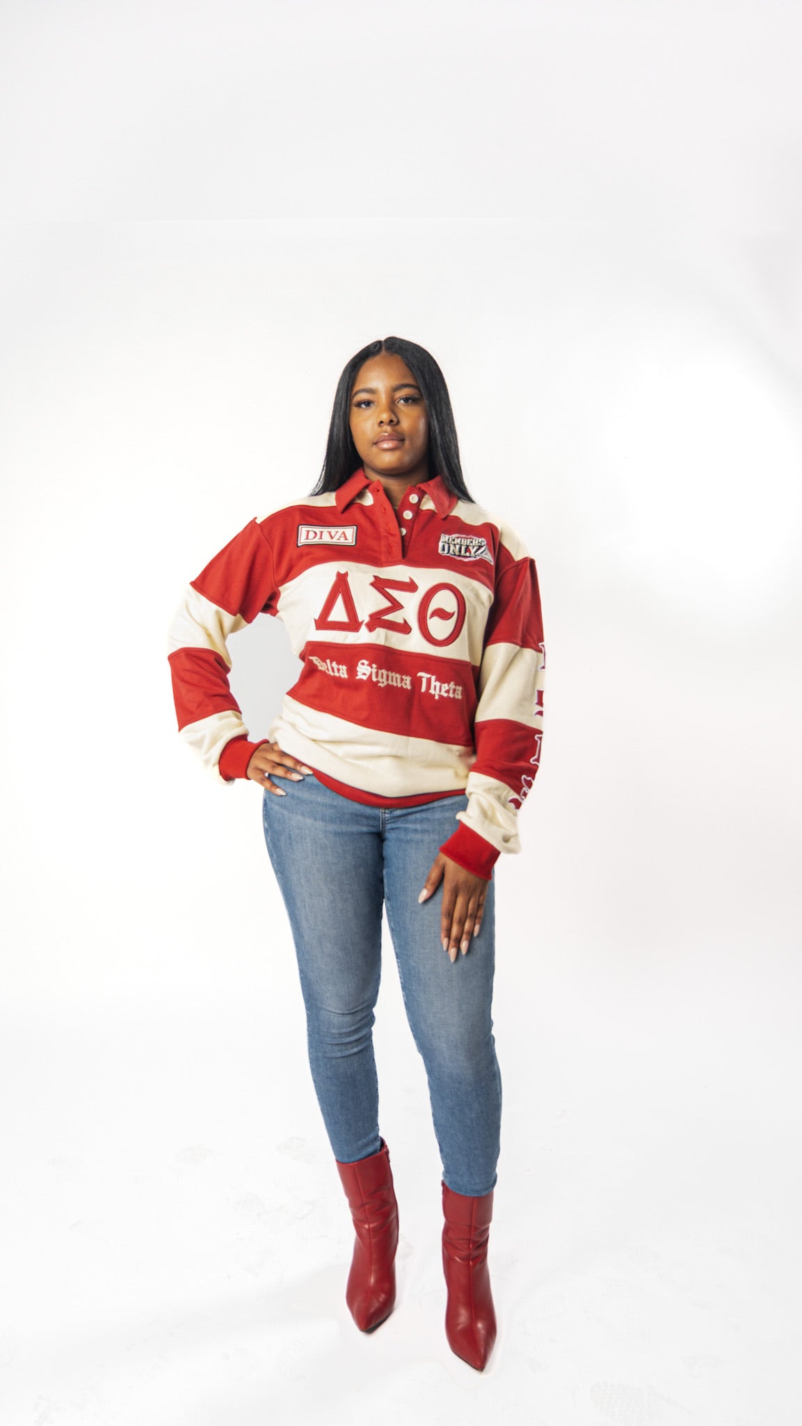 Delta Sigma Theta Long Sleeve Rugby Polo