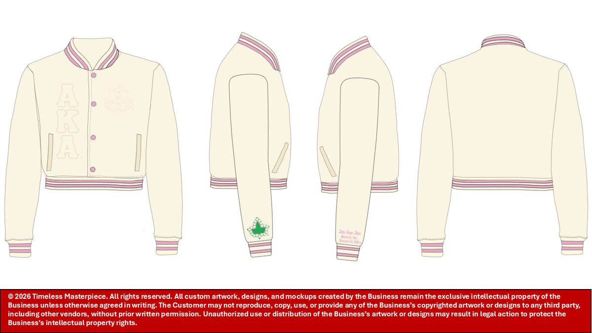 Alpha Kappa Alpha Cream Monochromatic Satin Jacket