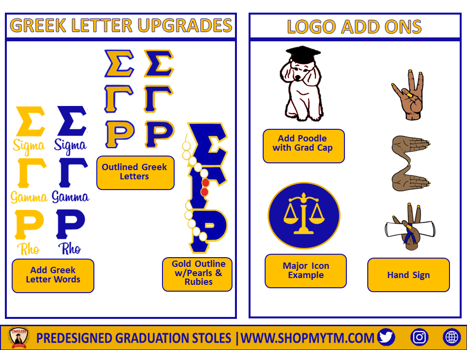 Sigma Gamma Rho Custom Predesigned Graduation Stole w/ Garment Care Bag