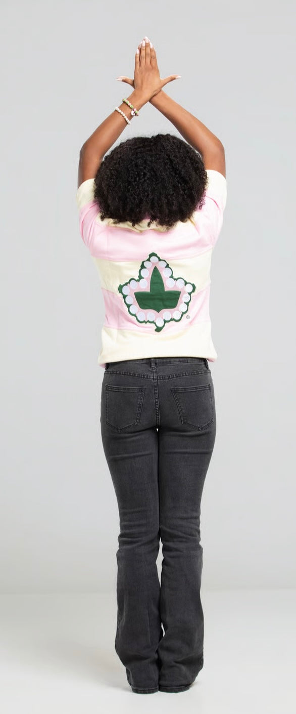 Alpha Kappa Alpha Pink and Cream Rugby Polo