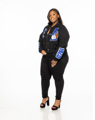 Zeta Phi Beta Black Graffiti Wool Crop Jacket
