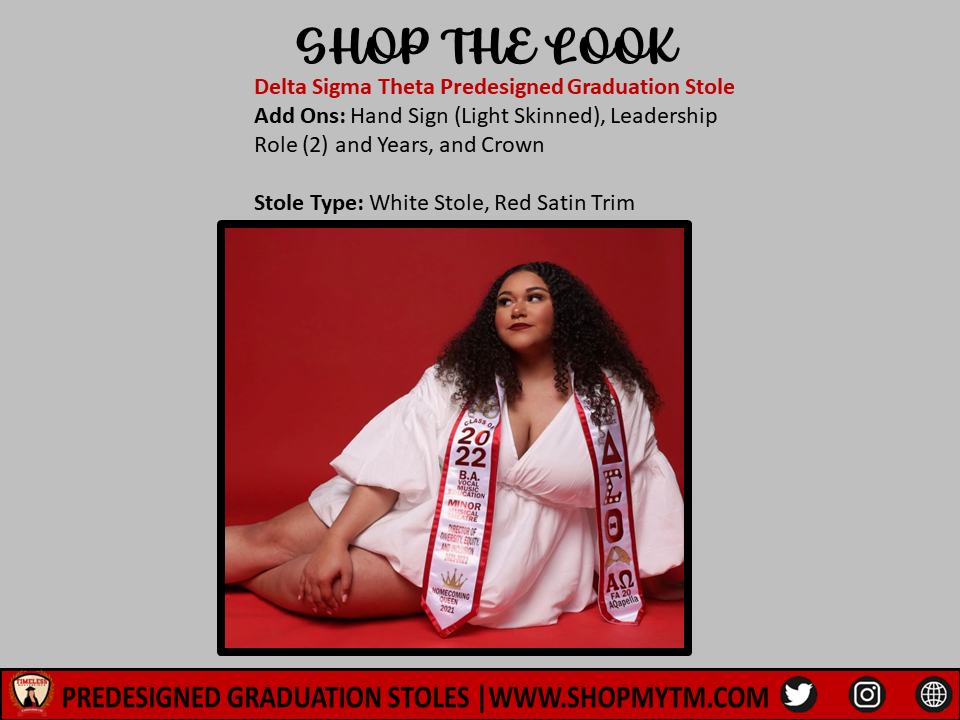 Delta Sigma Theta Custom Predesigned Graduation Stole w/ Garment Care Bag