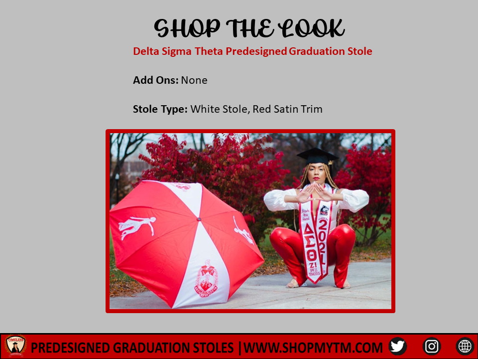 Delta Sigma Theta Custom Predesigned Graduation Stole w/ Garment Care Bag