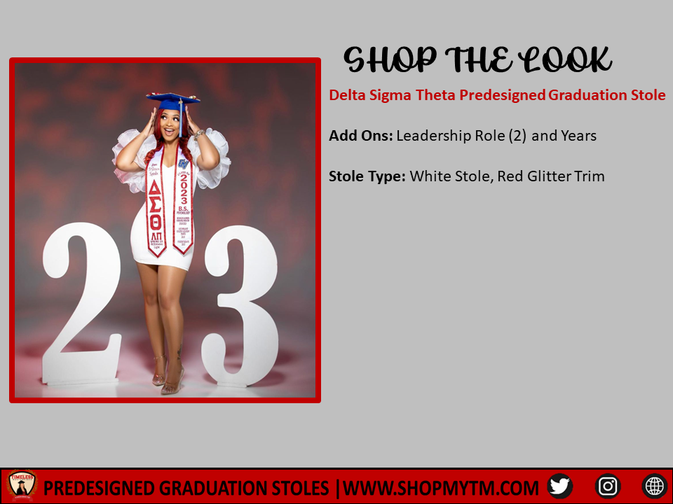 Delta Sigma Theta Custom Predesigned Graduation Stole w/ Garment Care Bag
