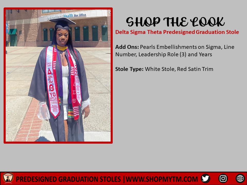 Delta Sigma Theta Custom Predesigned Graduation Stole w/ Garment Care Bag