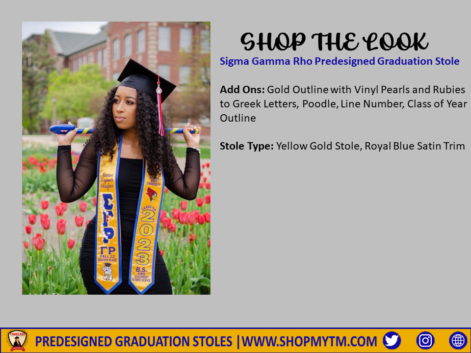 Sigma Gamma Rho Custom Predesigned Graduation Stole w/ Garment Care Bag