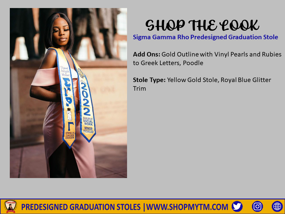 Sigma Gamma Rho Custom Predesigned Graduation Stole w/ Garment Care Bag