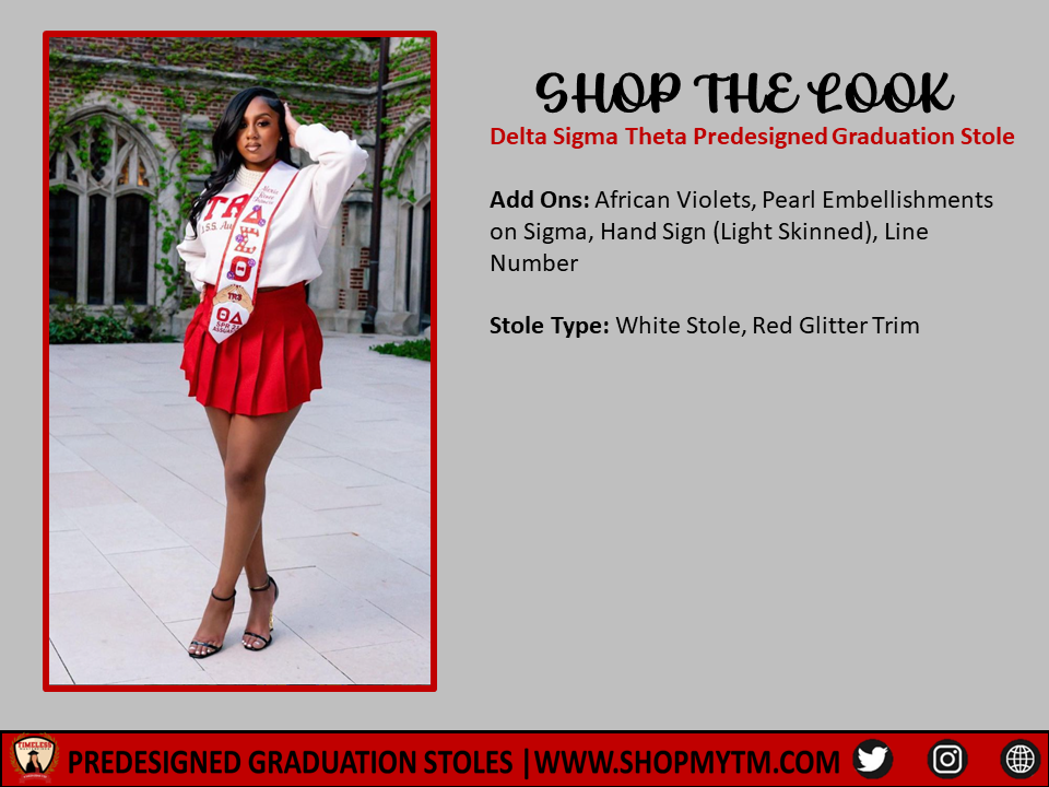 Delta Sigma Theta Custom Predesigned Graduation Stole w/ Garment Care Bag