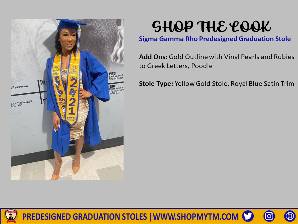 Sigma Gamma Rho Custom Predesigned Graduation Stole w/ Garment Care Bag