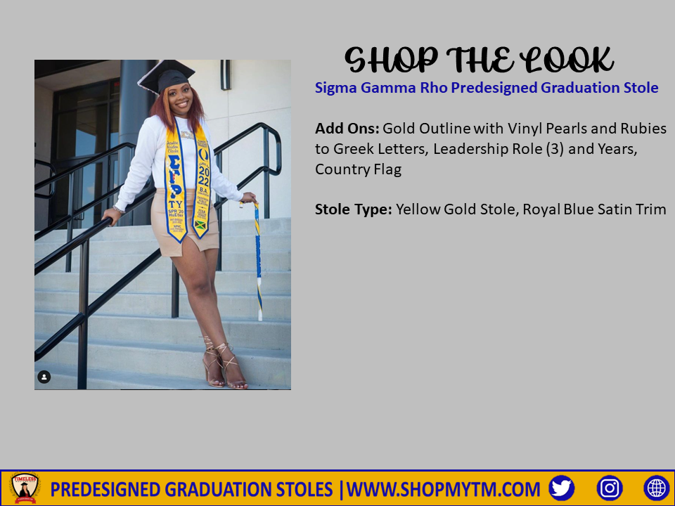 Sigma Gamma Rho Custom Predesigned Graduation Stole w/ Garment Care Bag