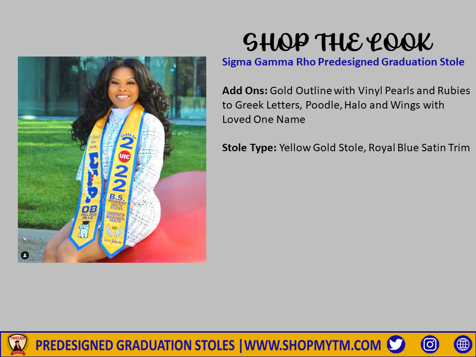 Sigma Gamma Rho Custom Predesigned Graduation Stole w/ Garment Care Bag