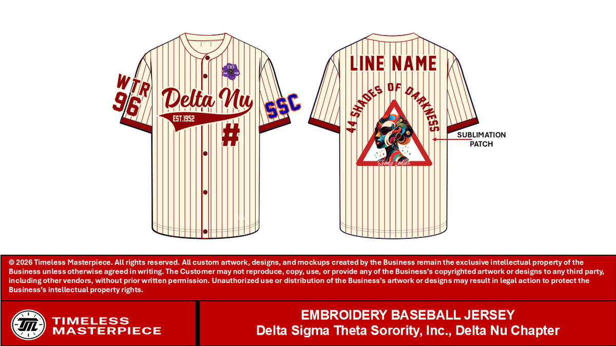 Delta Nu Baseball Jersey (Contact: Toisaun Denson)