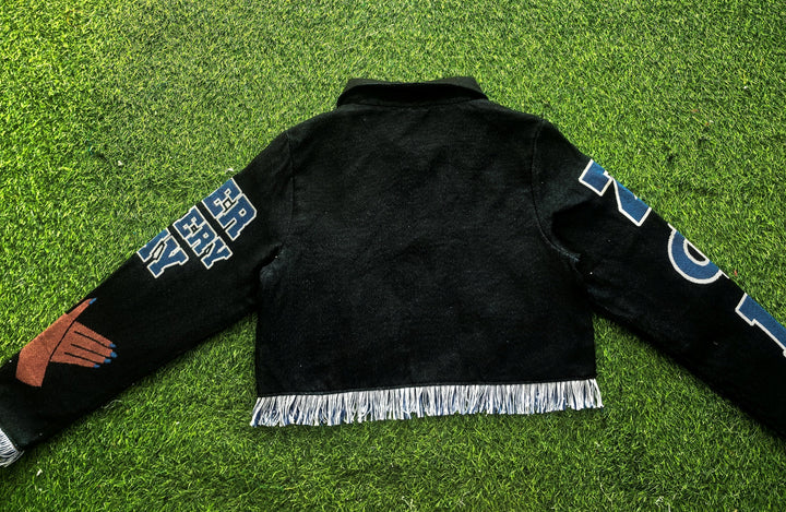 Black Zeta Phi Beta 1920 Tapestry Cropped Jacket