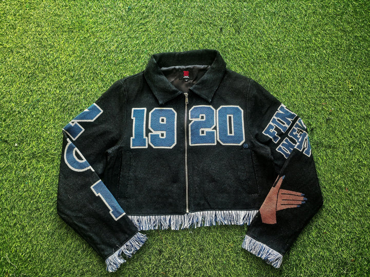 Black Zeta Phi Beta 1920 Tapestry Cropped Jacket