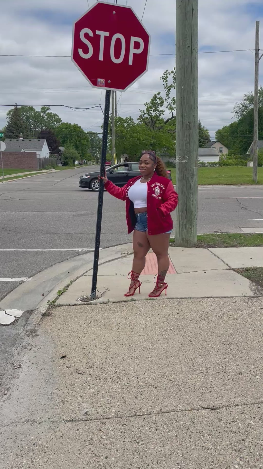 Crimson Delta Sigma Theta Varsity Letterman Jacket