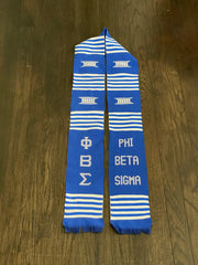 Phi Beta Sigma Kente Cloth Graduation Stole w/ Garment Care Bag