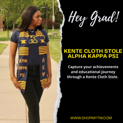 Alpha Kappa Psi Kente Cloth Graduation Stole w/ Garment Care Bag